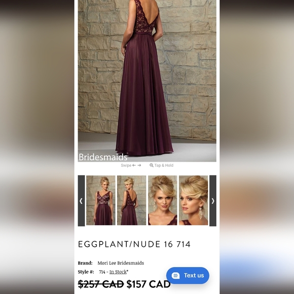 New MORI LEE Style 714 Silver Grey Color Lace Chiffon Evening Dress - Us size 20 - Picture 10 of 11